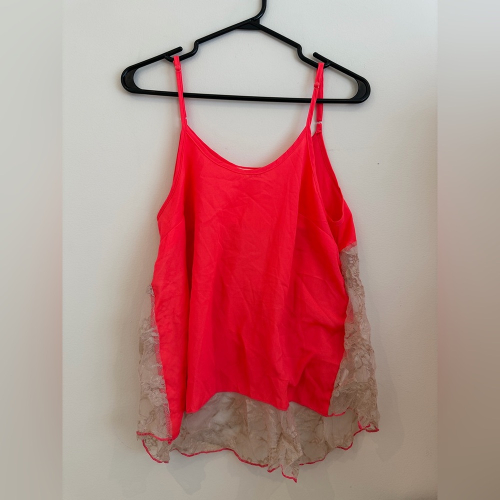 Lola Neon Pink Camisole with Lace Accents